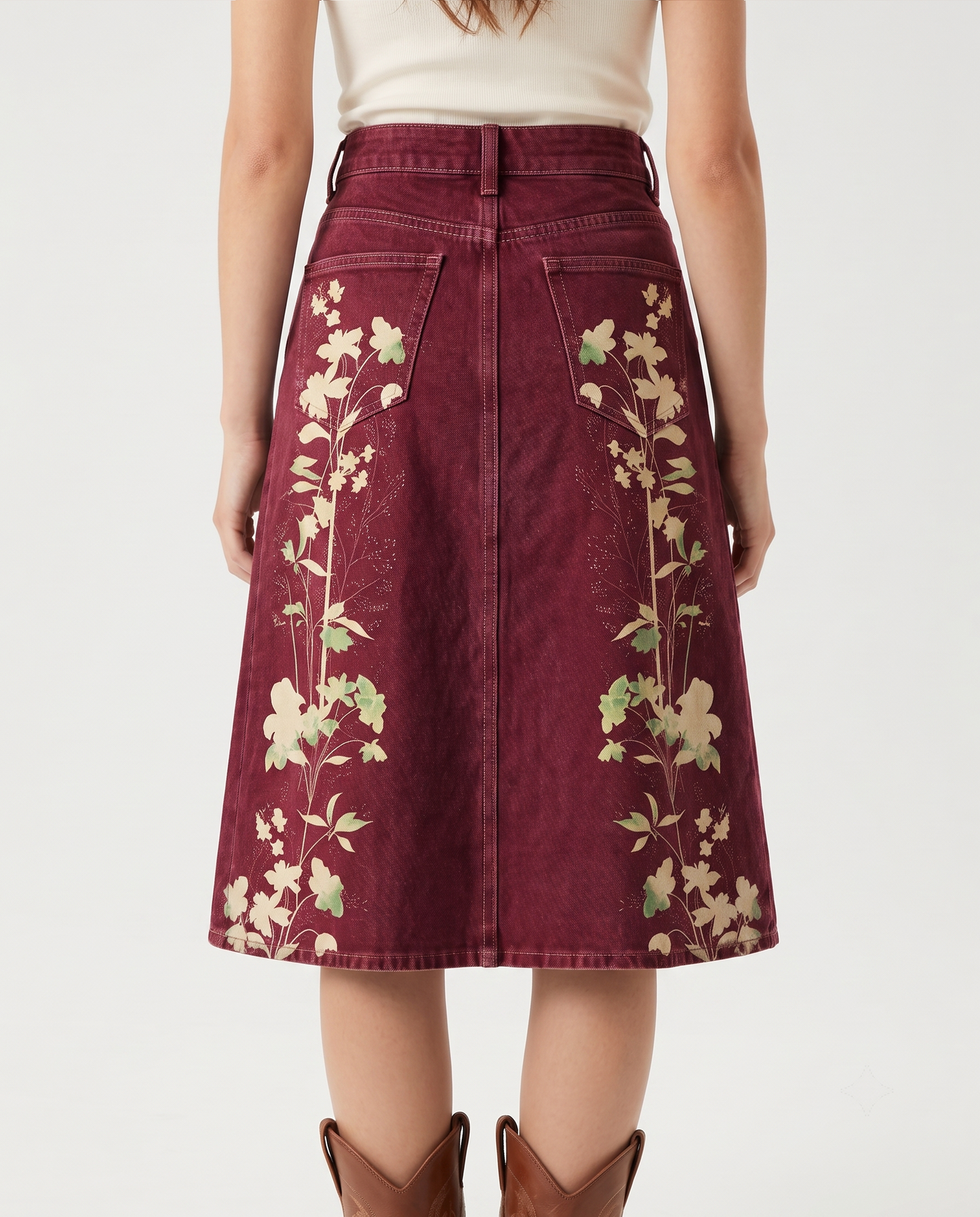 Wildflower Rodeo RB-SKT03 – Back View – Riley – Deep Burgundy