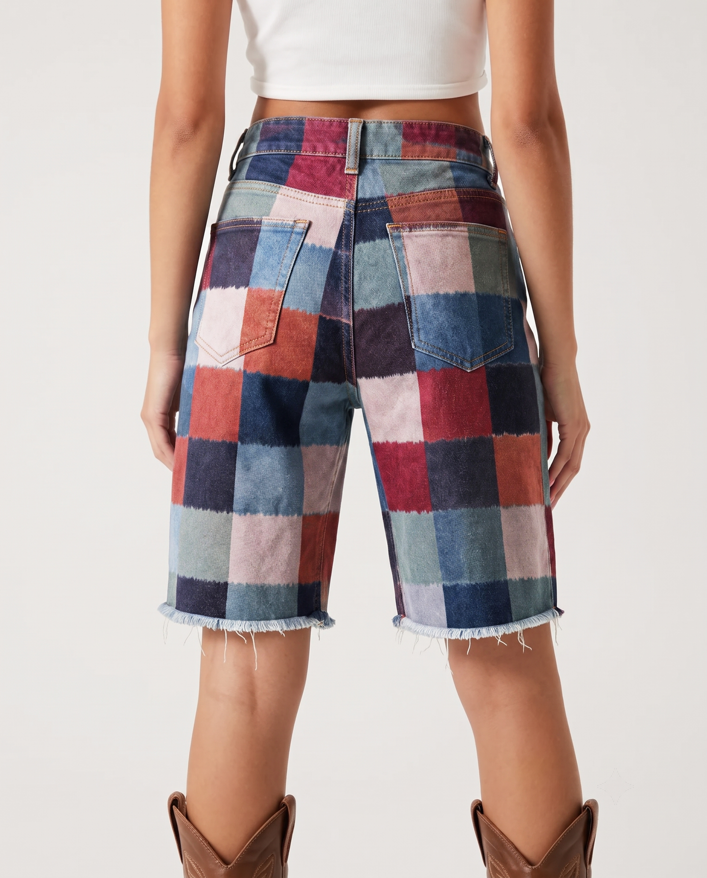 Copper Mesa Plaid RB-BOT08 – Back View – Riley – Multi-tonal Denim