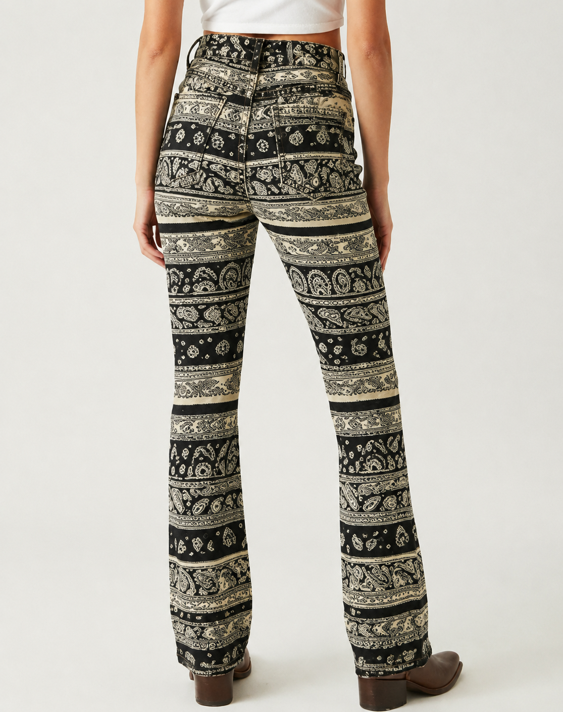 Paisley Stripe Black Bootcut Jeans