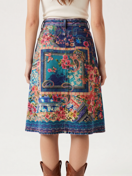 Deep Paisley Trail RB-SKT03 – Back View – Riley – Deep indigo blue