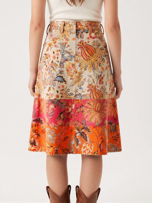 Prairie Spur Multi-color RB-SKT03 – Back View – Riley – Multi-color with cream, coral, pink, and orange tones