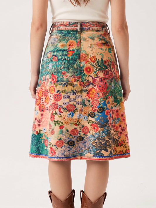 Lariat Thistle RB-SKT03 – Back View – Riley – Multi-colored with beige base and vibrant floral accents