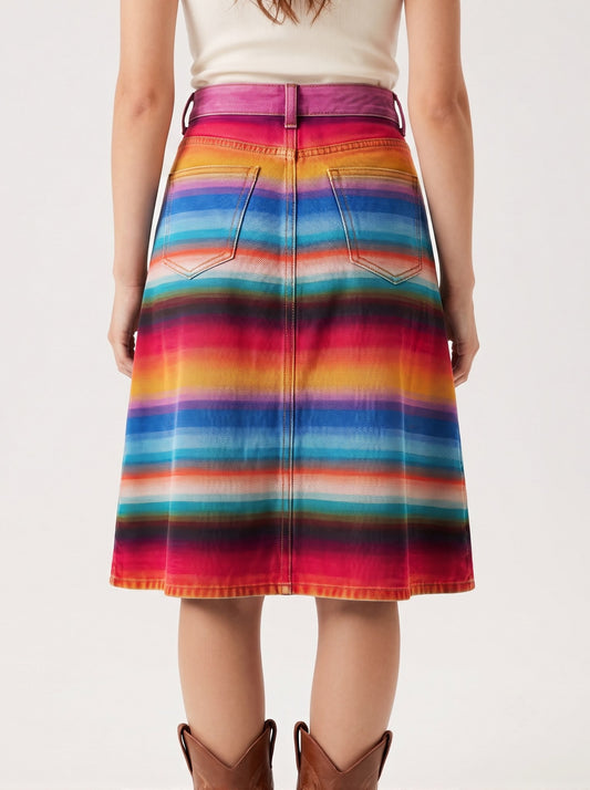 Mesa Lariat Multicolored RB-SKT03 – Back View – Riley – Multicolored gradient with vibrant hues of pink, purple, blue, orange, and red