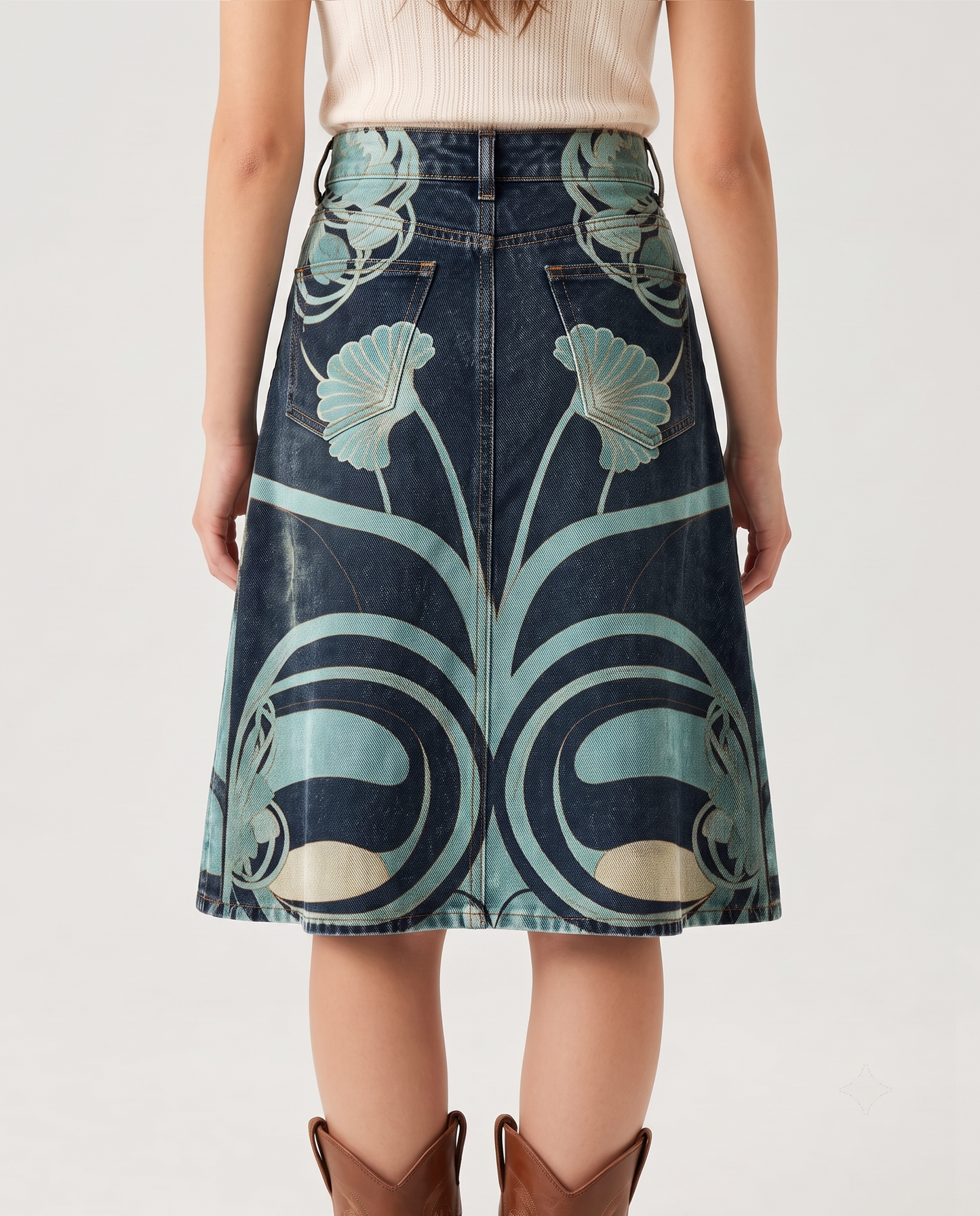 Desert Bloom Dark (U6248) RB-SKT03 – Back View – Riley – Dark Indigo
