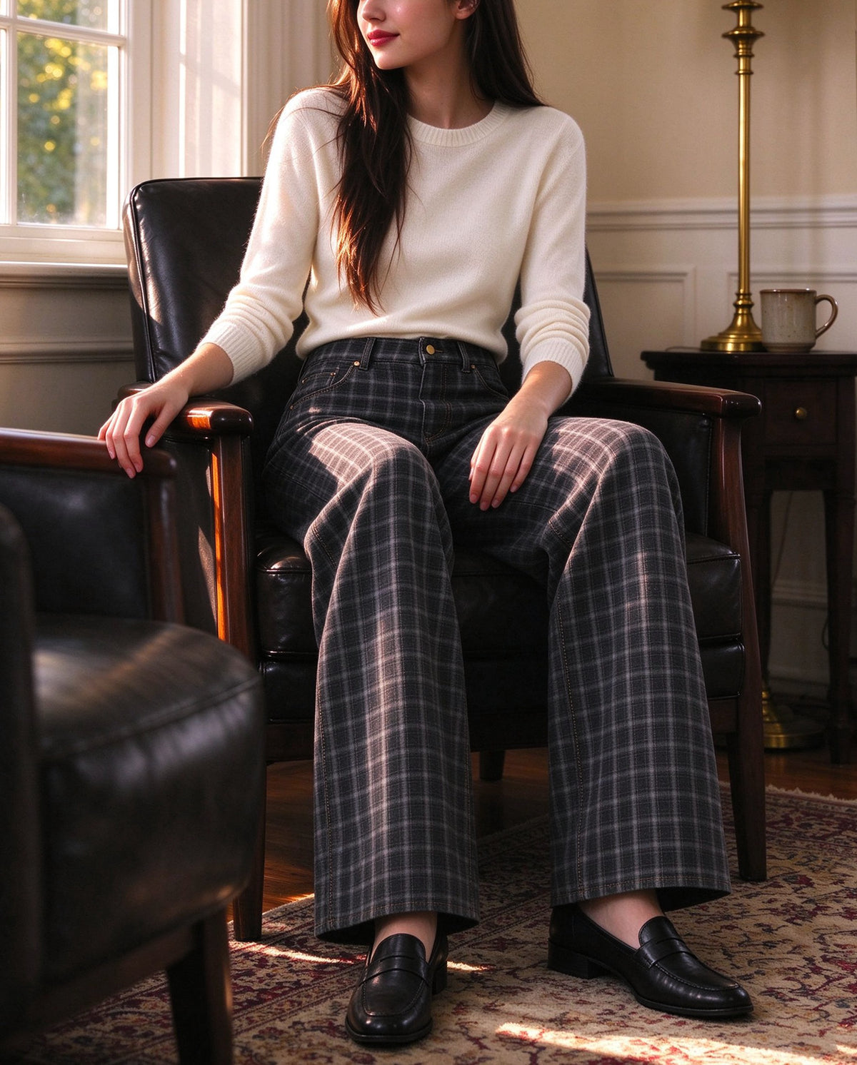 Smokestack Mesa Check Wide-Leg Jeans