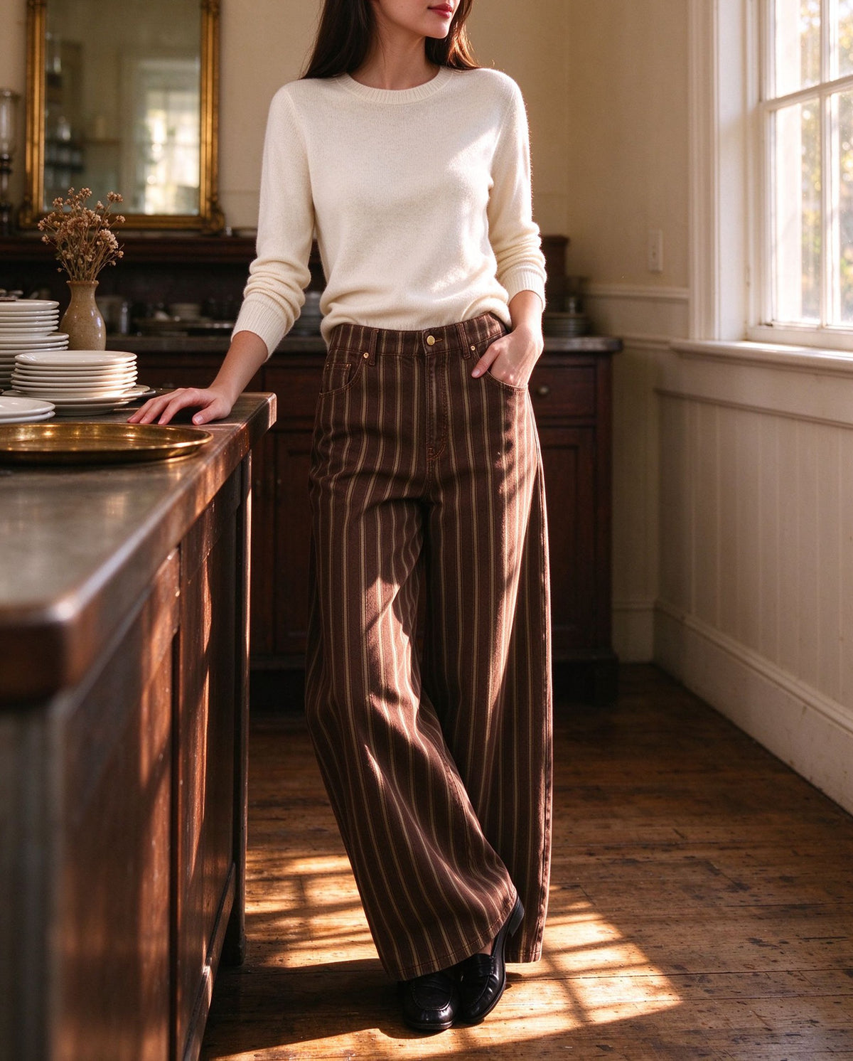 Chuckwagon Stripe Wide-Leg Jeans