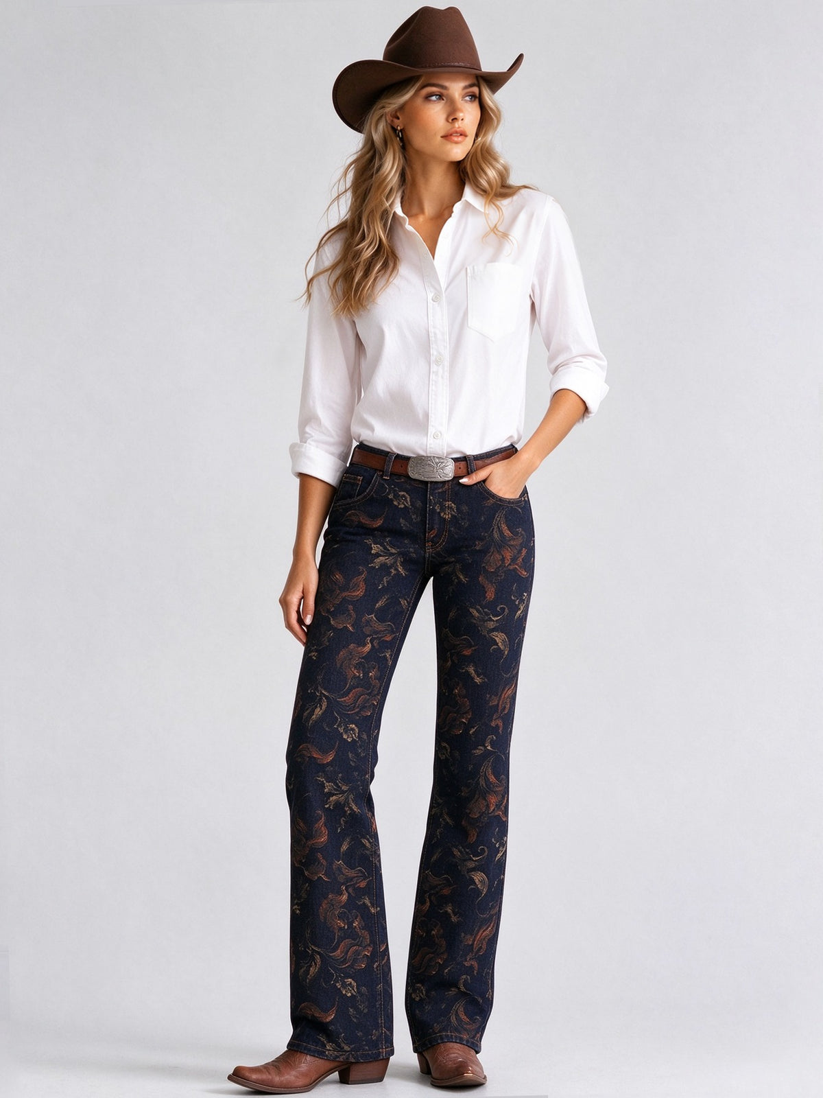Prairie Rose Paisley Low-Rise Bootcut Jeans