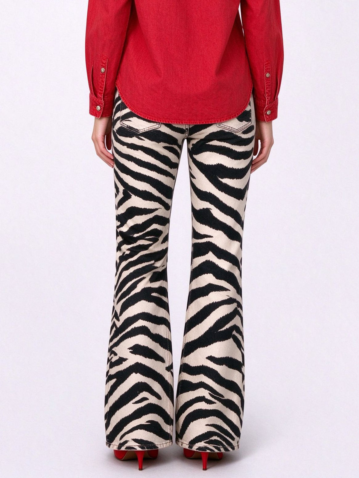 Outlaw Zebra Stripe Flare Jeans