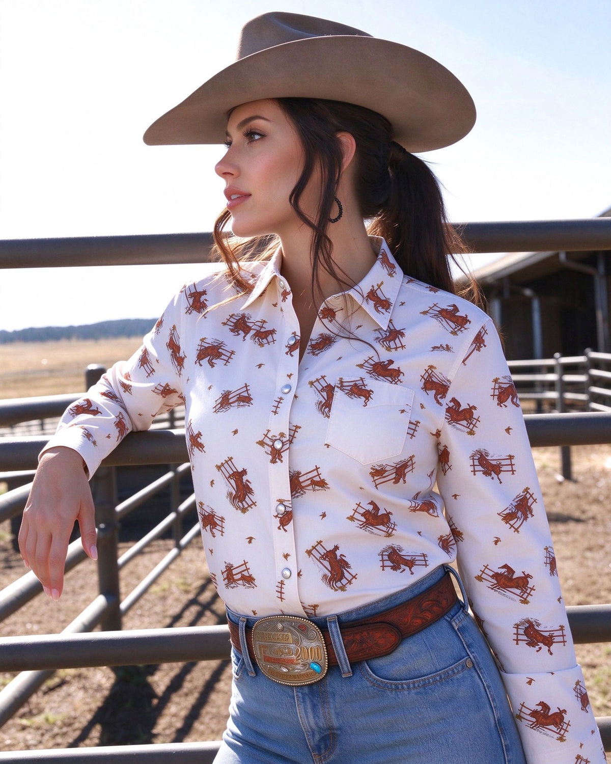 Rodeo Stampede Long Sleeve Denim Shirt