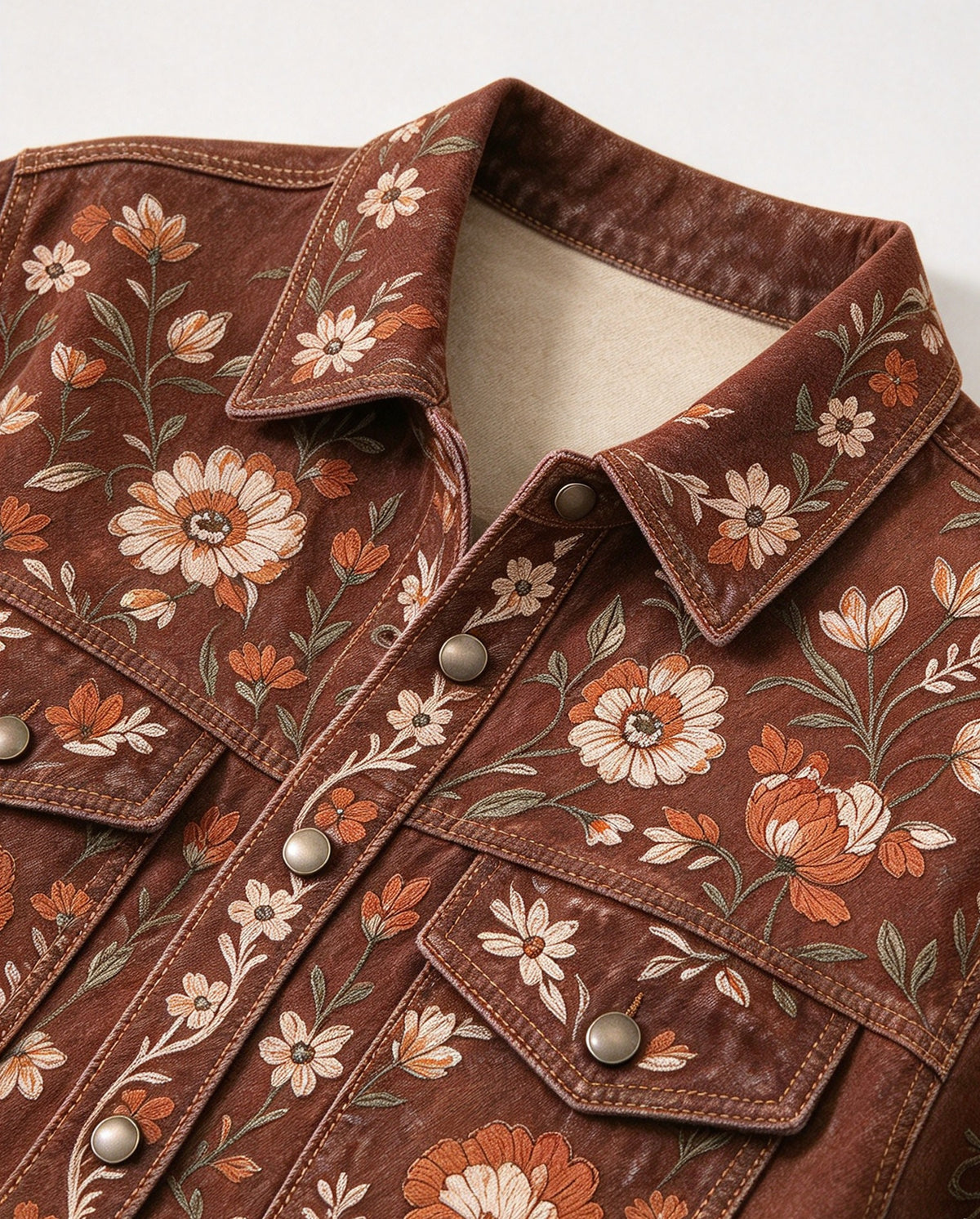 Frontier Bloom Tapestry Cropped Denim Jacket