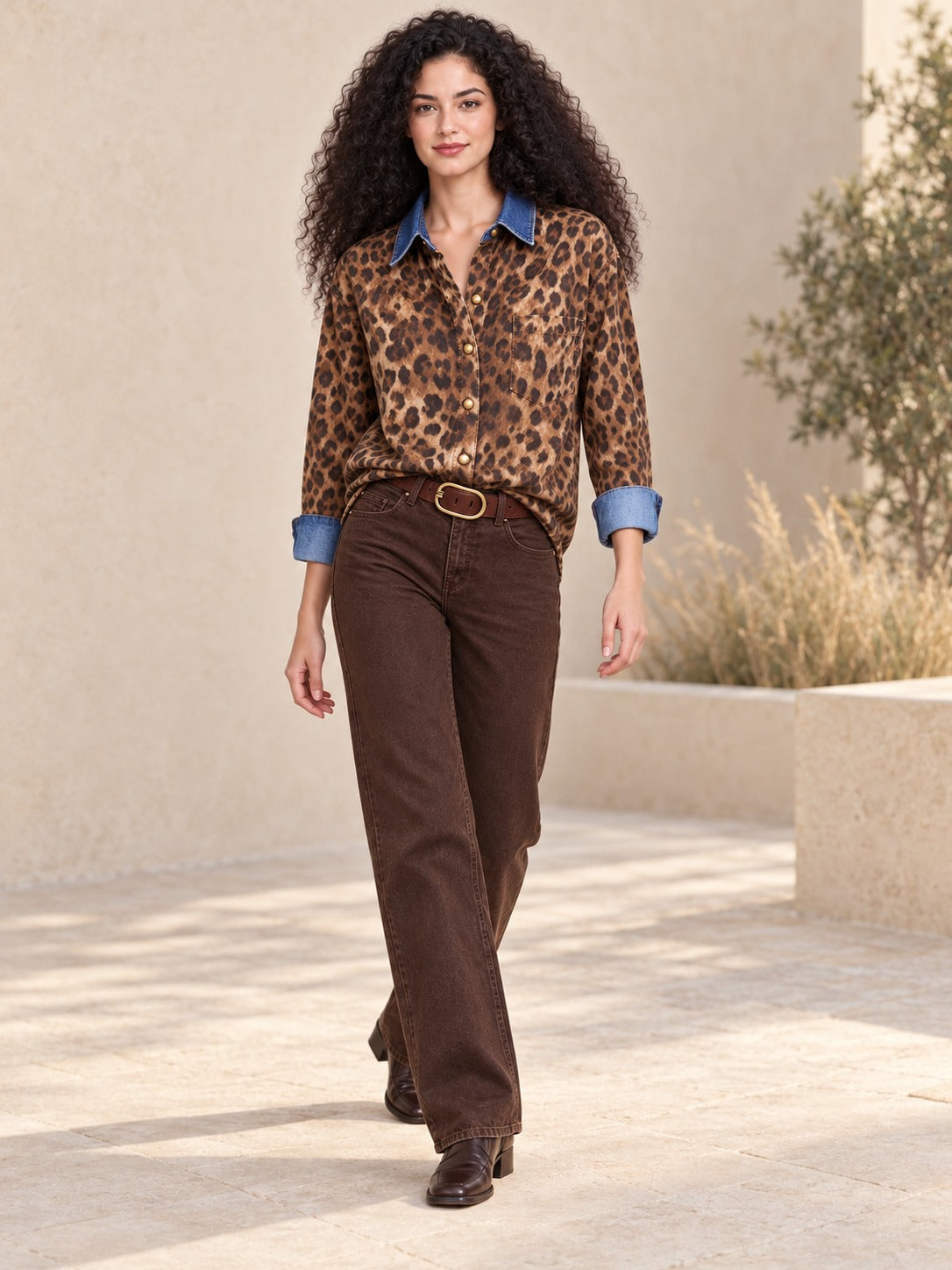 Frontier Cheetah Hide Long Sleeve Denim Shirt