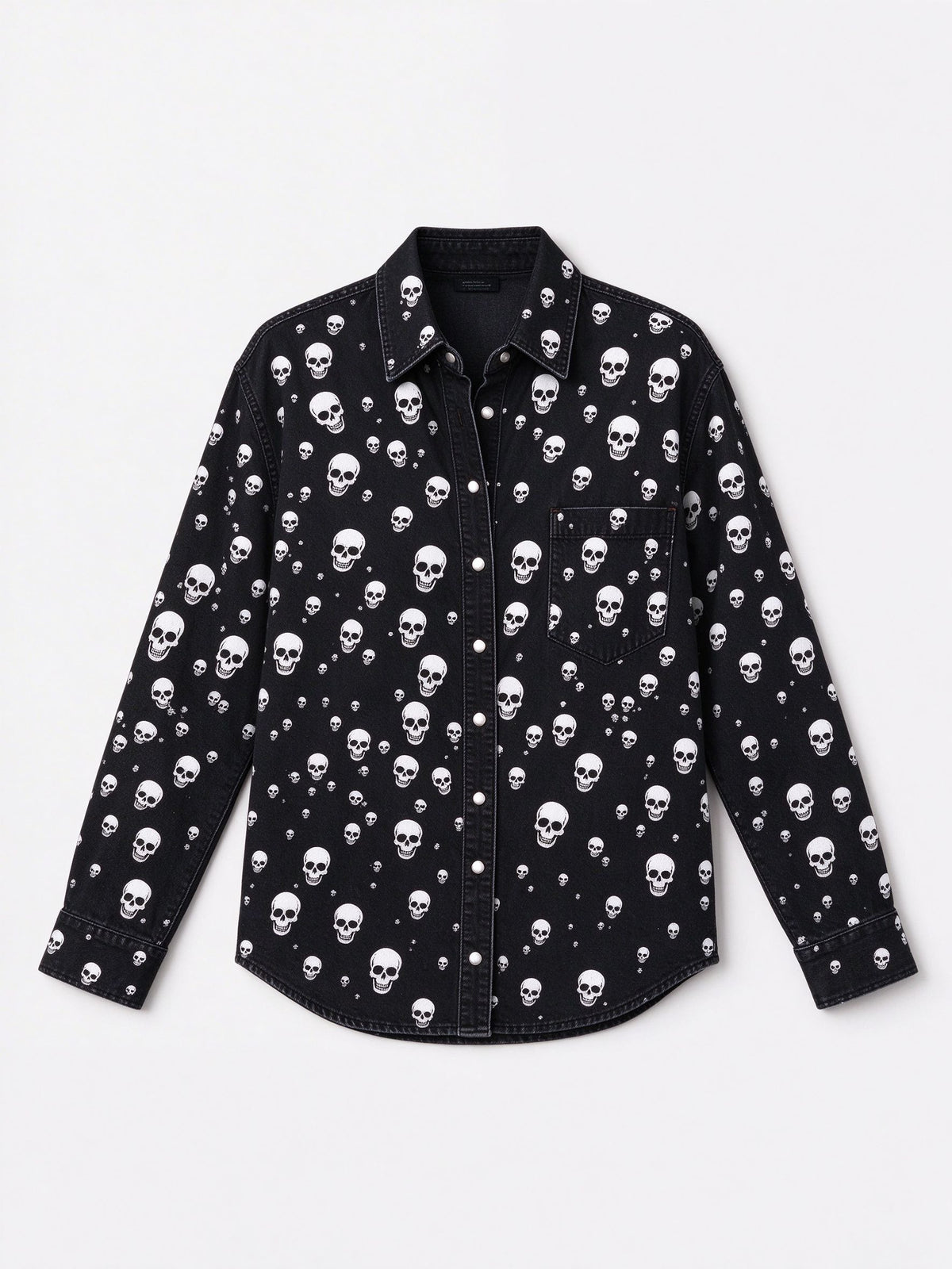Skull Saddle Long Sleeve Denim Shirt