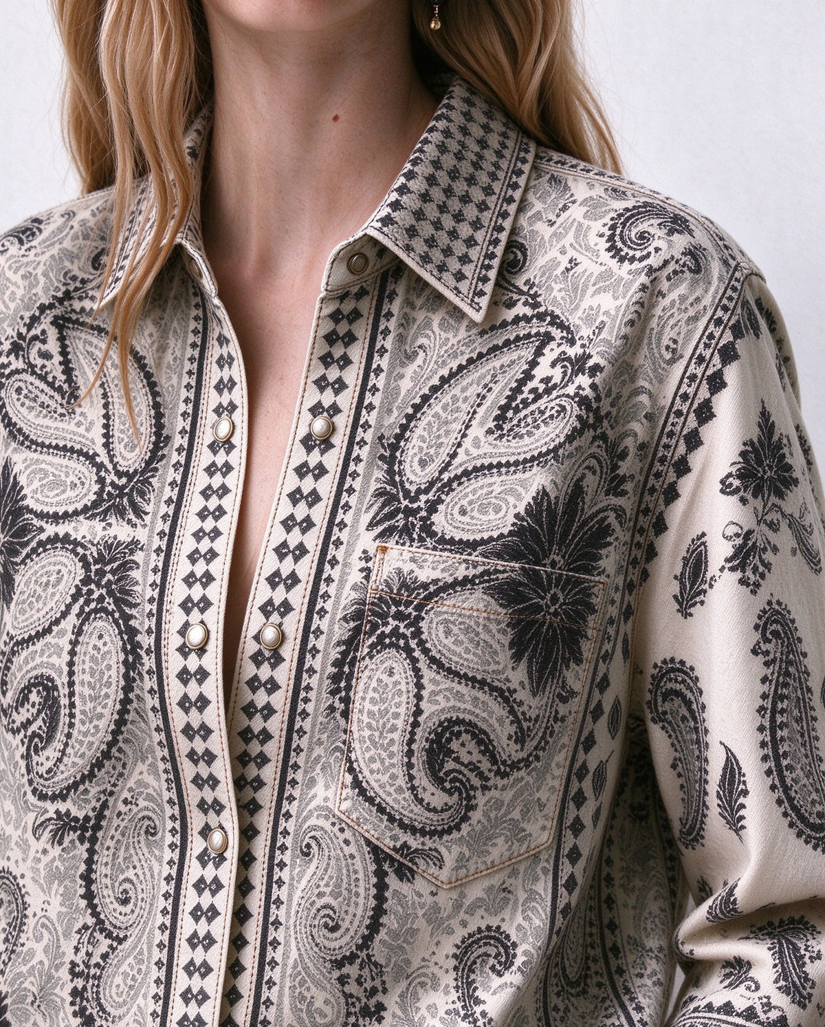 Frontier Paisley Trail Long Sleeve Denim Shirt