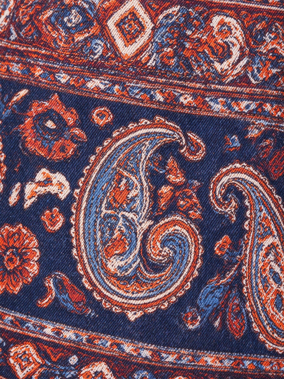Desert Rose Paisley Denim Midi Skirt