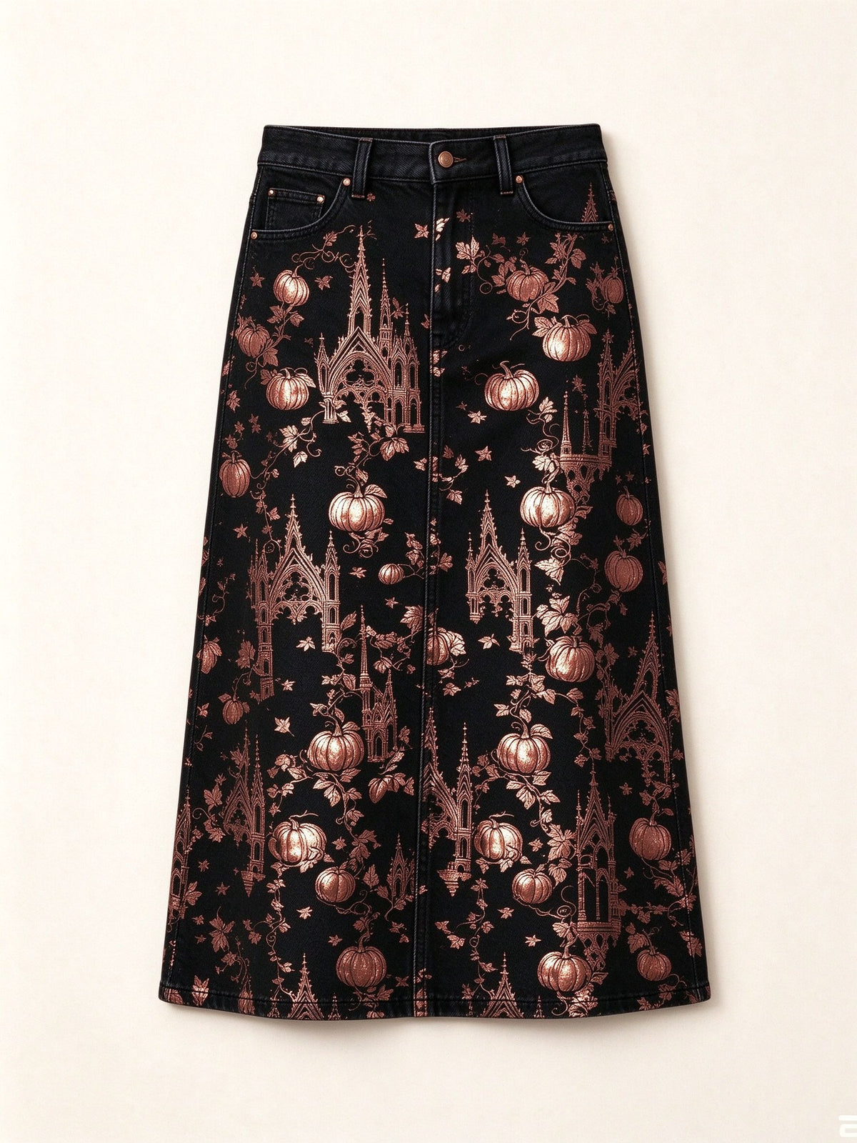 Harvest Castle Ankle-Length Denim Skirt
