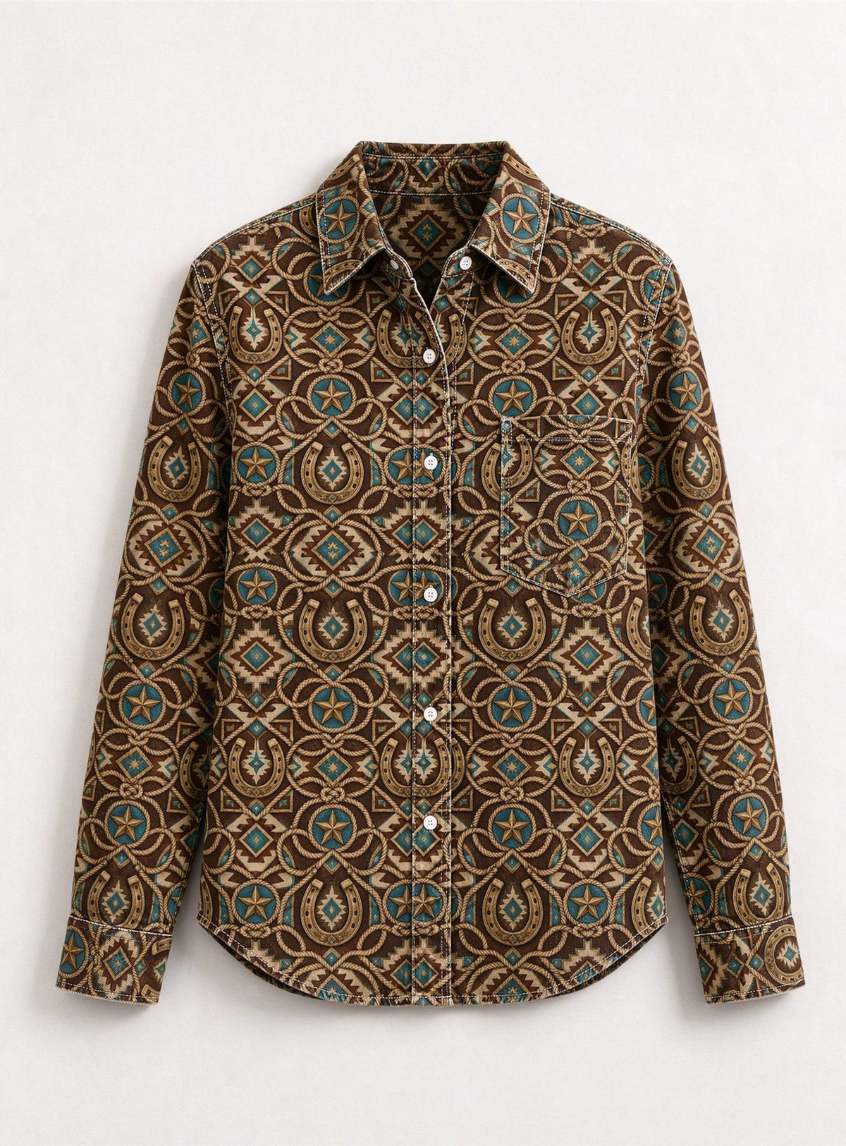 Desert Horseshoe Ranch Long Sleeve Denim Shirt