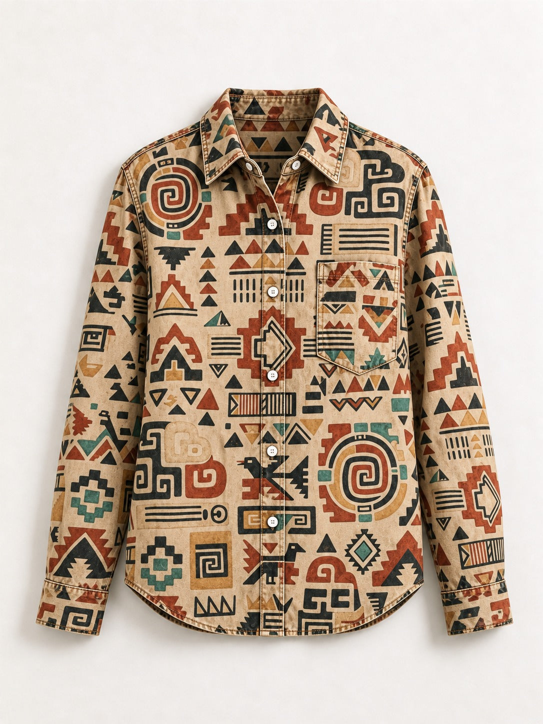 Golden Serpent Long Sleeve Denim Shirt
