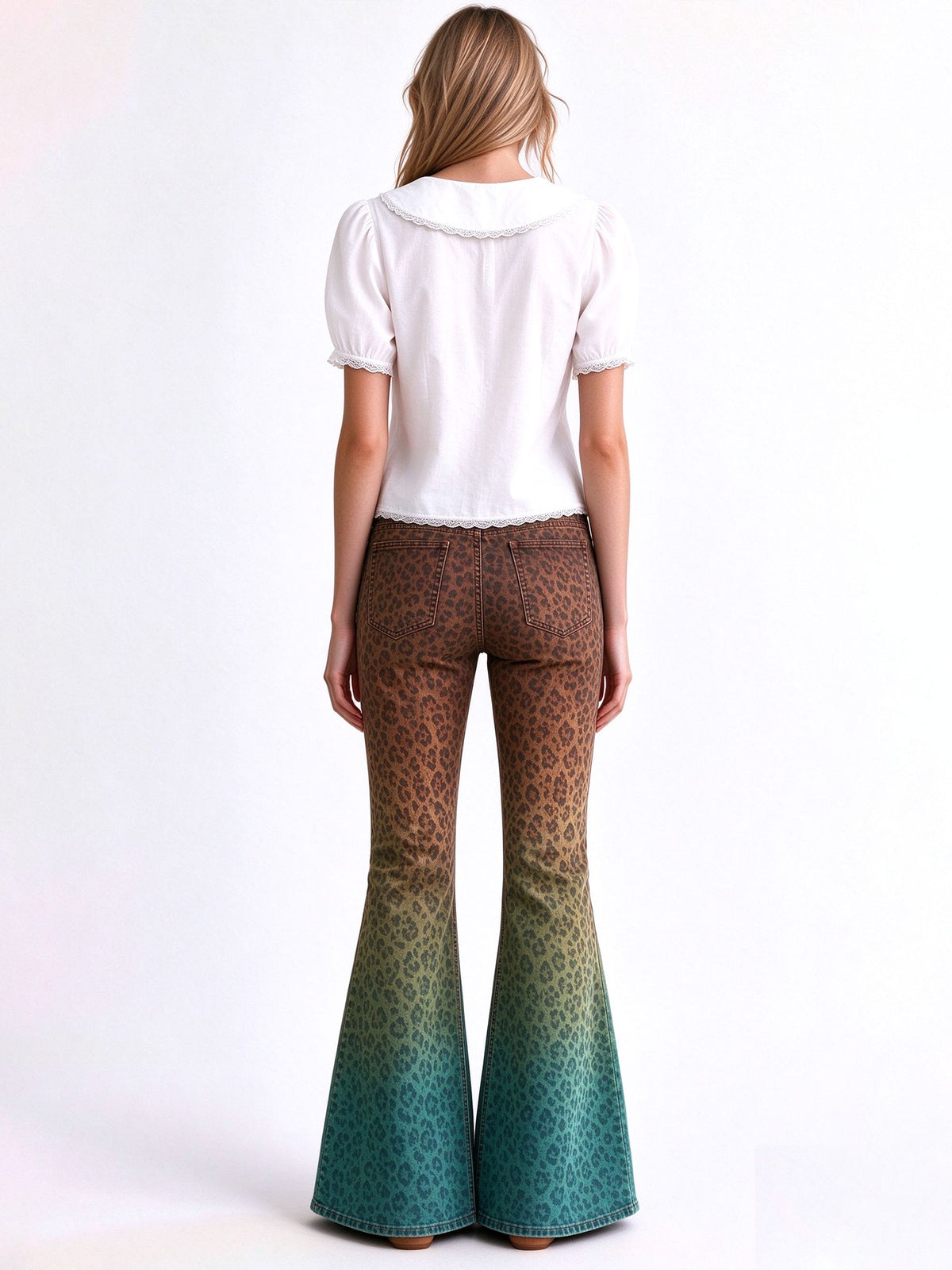 Sagebrush Cheetah Fade Flare Jeans