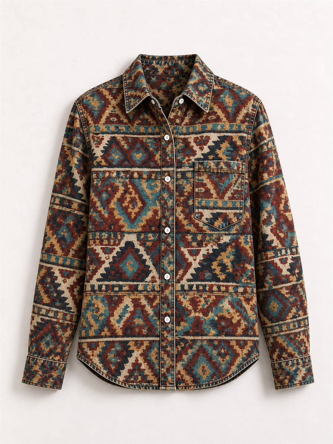 Wild Stripe Rodeo Long Sleeve Denim Shirt