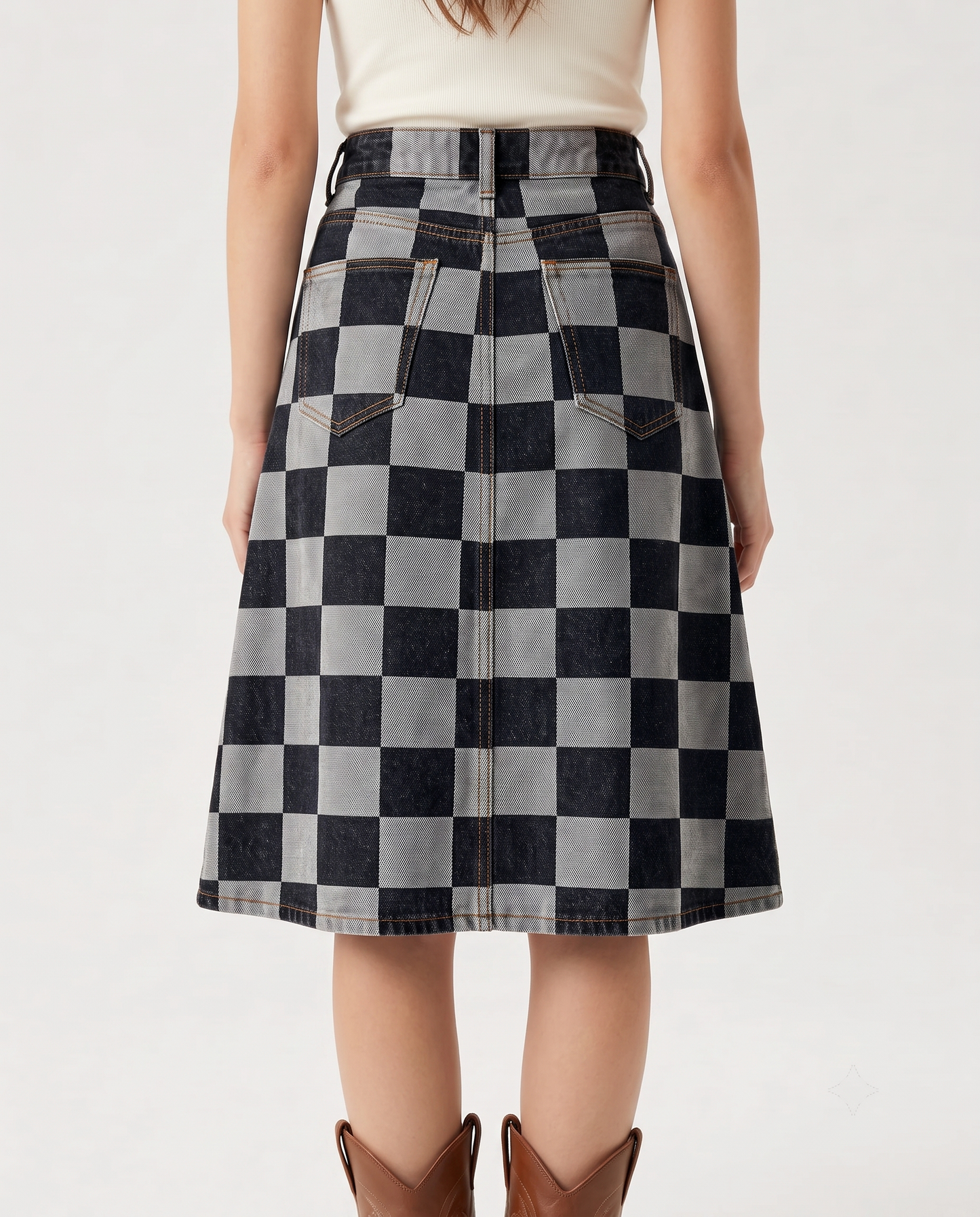 Checkered Cowgirl RB-SKT03 – Back View – Riley – Dark Indigo