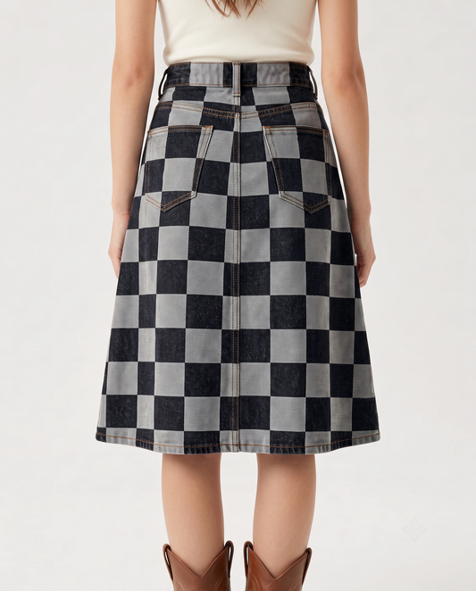 Checkered Cowgirl RB-SKT03 – Back View – Riley – Dark Indigo