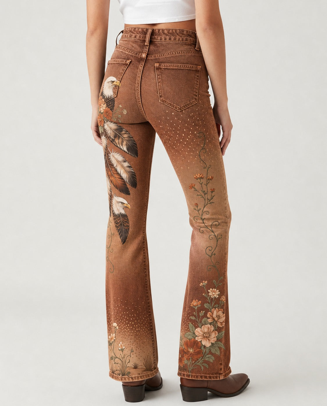 Eagle's Feather Bootcut Jeans – Back View – Riley – brown