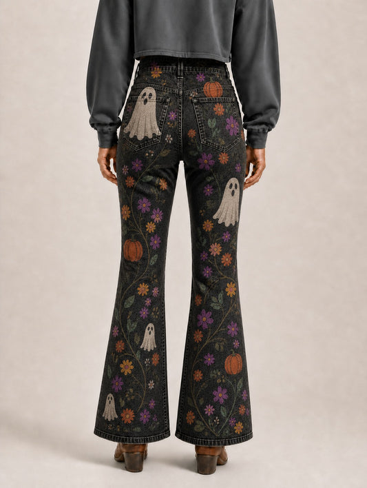 Ghostbloom Riders Bootcut Jeans – Back View – Riley – black