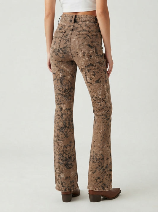 Desert Serpent Bootcut Jeans – Back View – Riley – brown