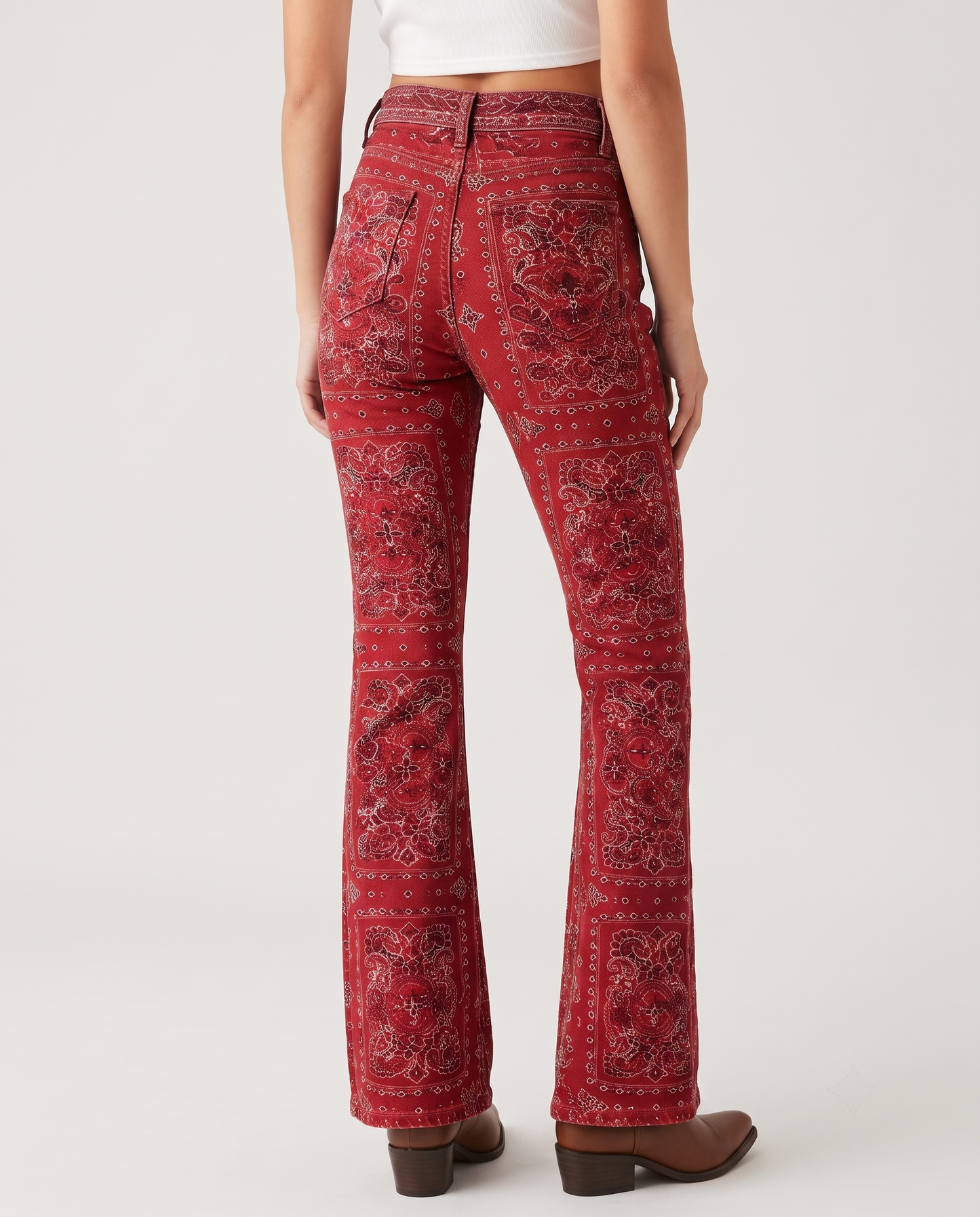 Desert Bandana Bootcut Jeans – Back View – Riley – Red