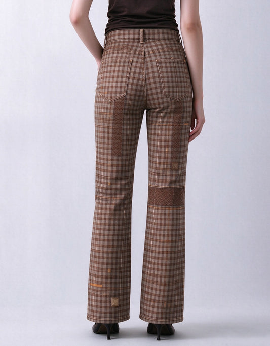 Frontier Patch Plaid Bootcut Jeans