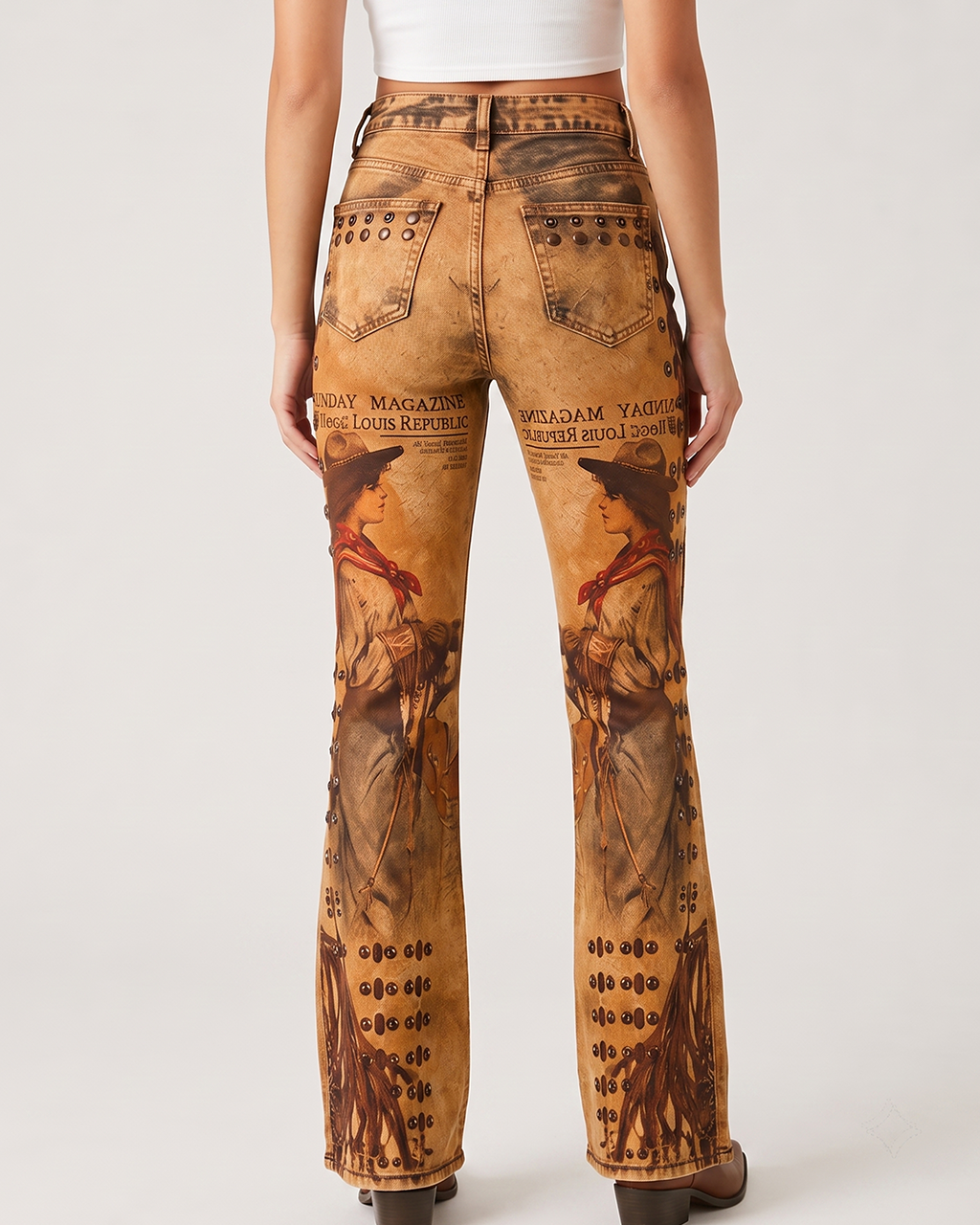 Sagebrush Sentinel Bootcut Jeans – Back View – Riley – tan