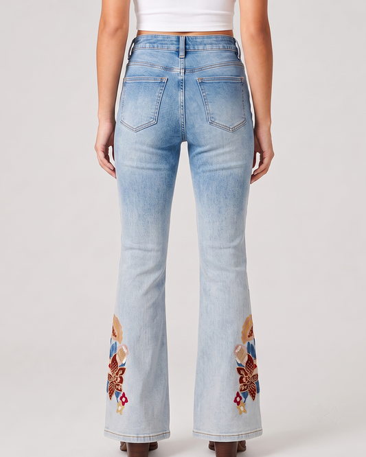 Cactus Bloom Light Bootcut Jeans – Back View – Riley – light blue