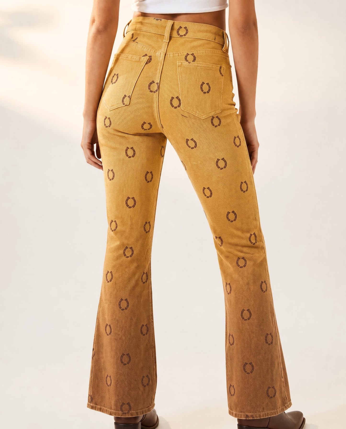 Horseshoe Horizon Bootcut Jeans – Back View – Riley – mustard