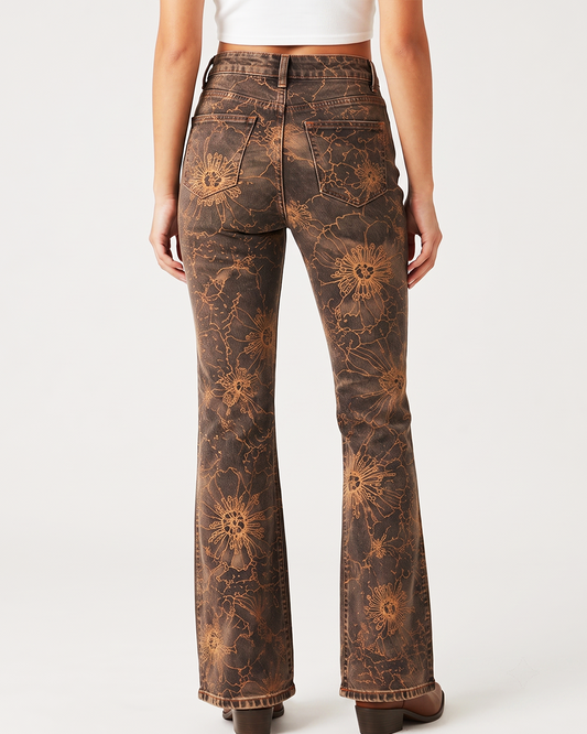 Cactus Bloom Brown Bootcut Jeans – Back View – Riley – brown