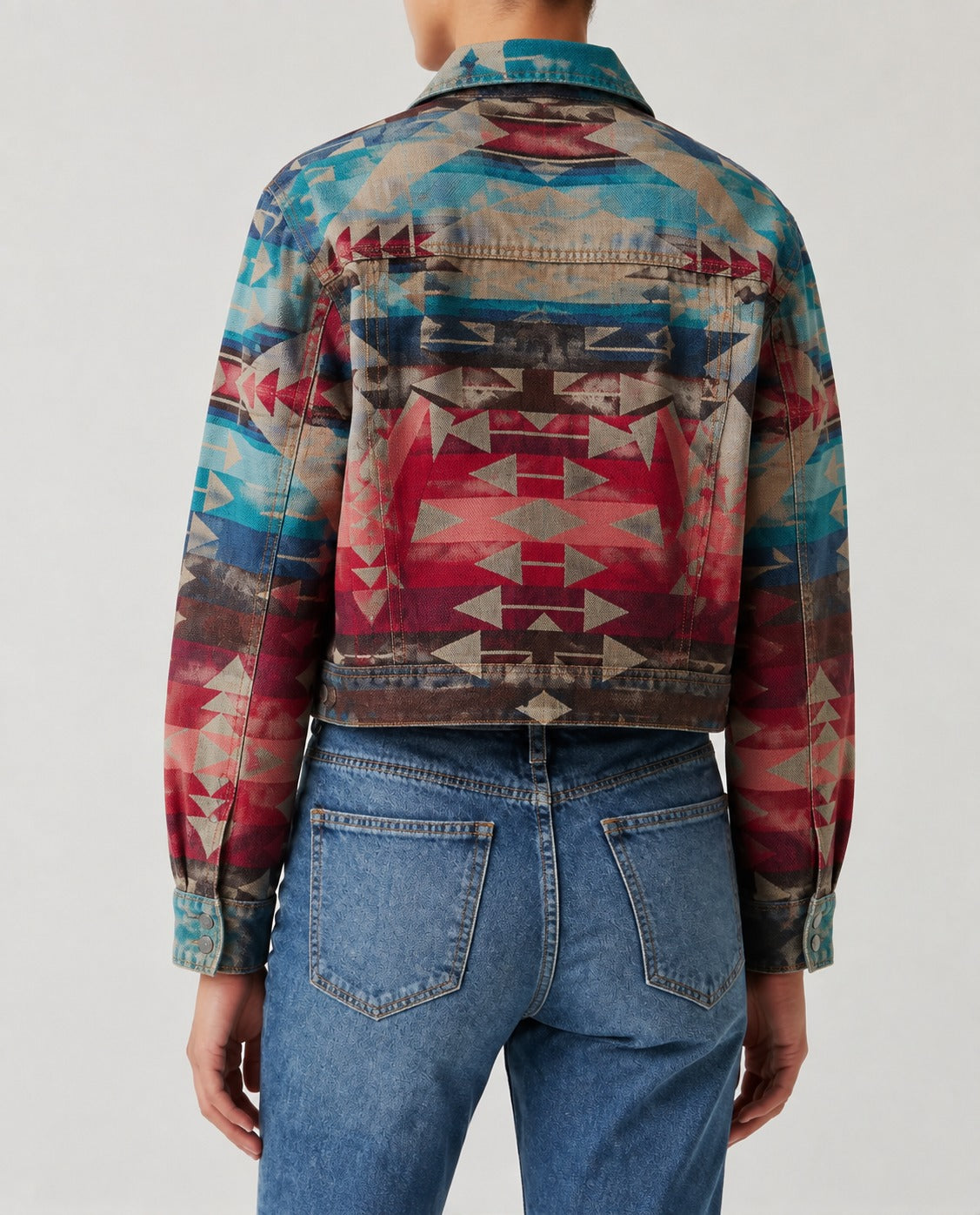 Desert Mirage Turquoise RB-JKT01 – Back View – Riley – Turquoise, Crimson