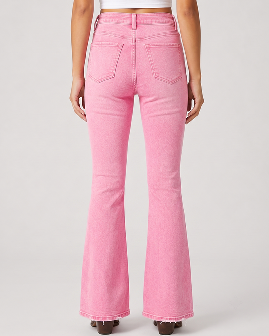 Cactus Mirage Pink Bootcut Jeans – Back View – Riley – pink