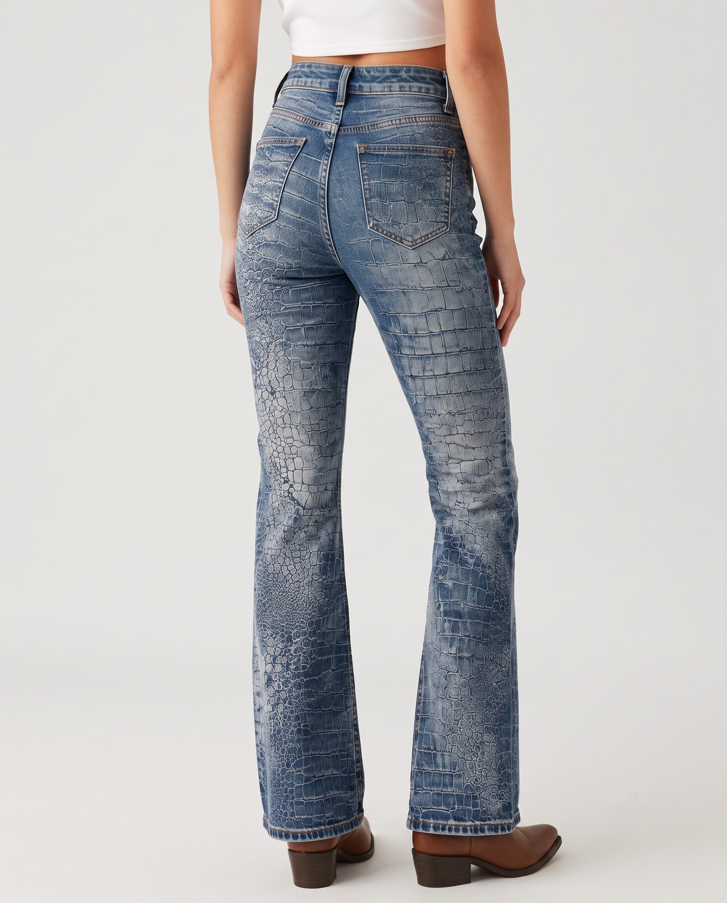 Canyon Croc Bootcut Jeans – Back View – Riley – Medium Blue