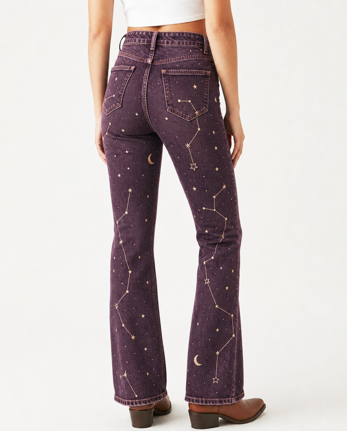 Starry Sage Bootcut Jeans – Back View – Riley – deep purple