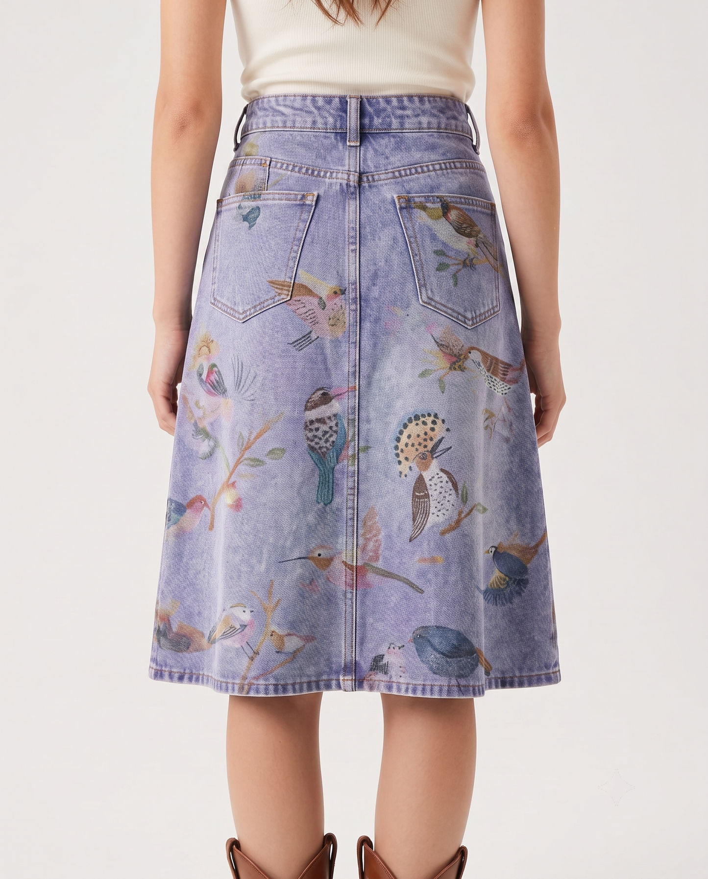 Skybird Skirt RB-SKT03 – Back View – Riley – Light Wash