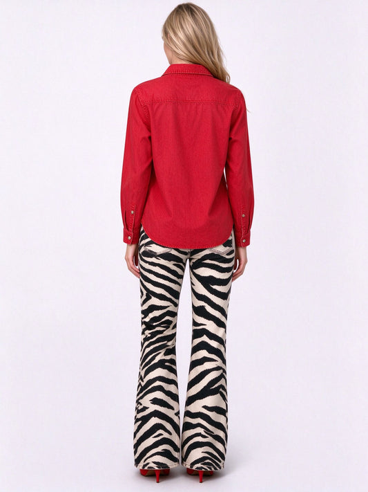 Outlaw Zebra Stripe Flare Jeans