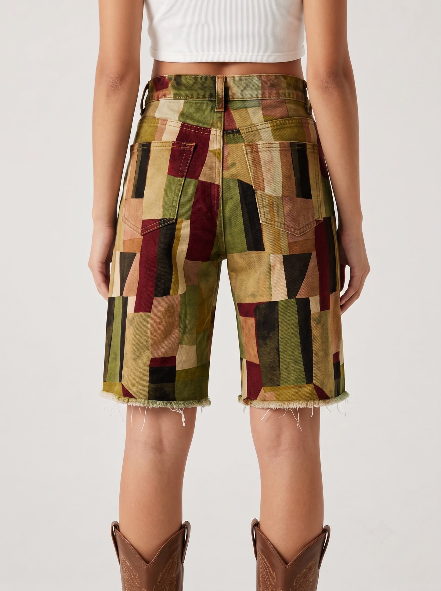 Desert Patchwork RB-BOT08 – Back View – Riley – olive, maroon