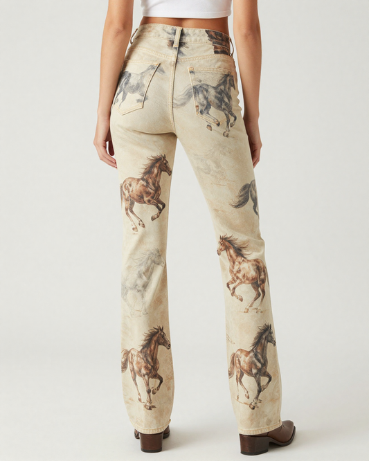 Mustang Stampede Bootcut Jeans – Back View – Riley – Cream / Ivory