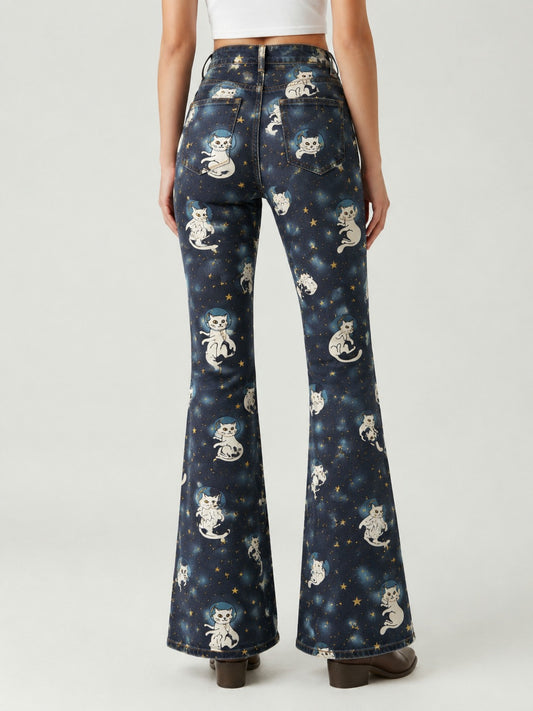 Starry Purr Bootcut Jeans – Back View – Riley – navy blue