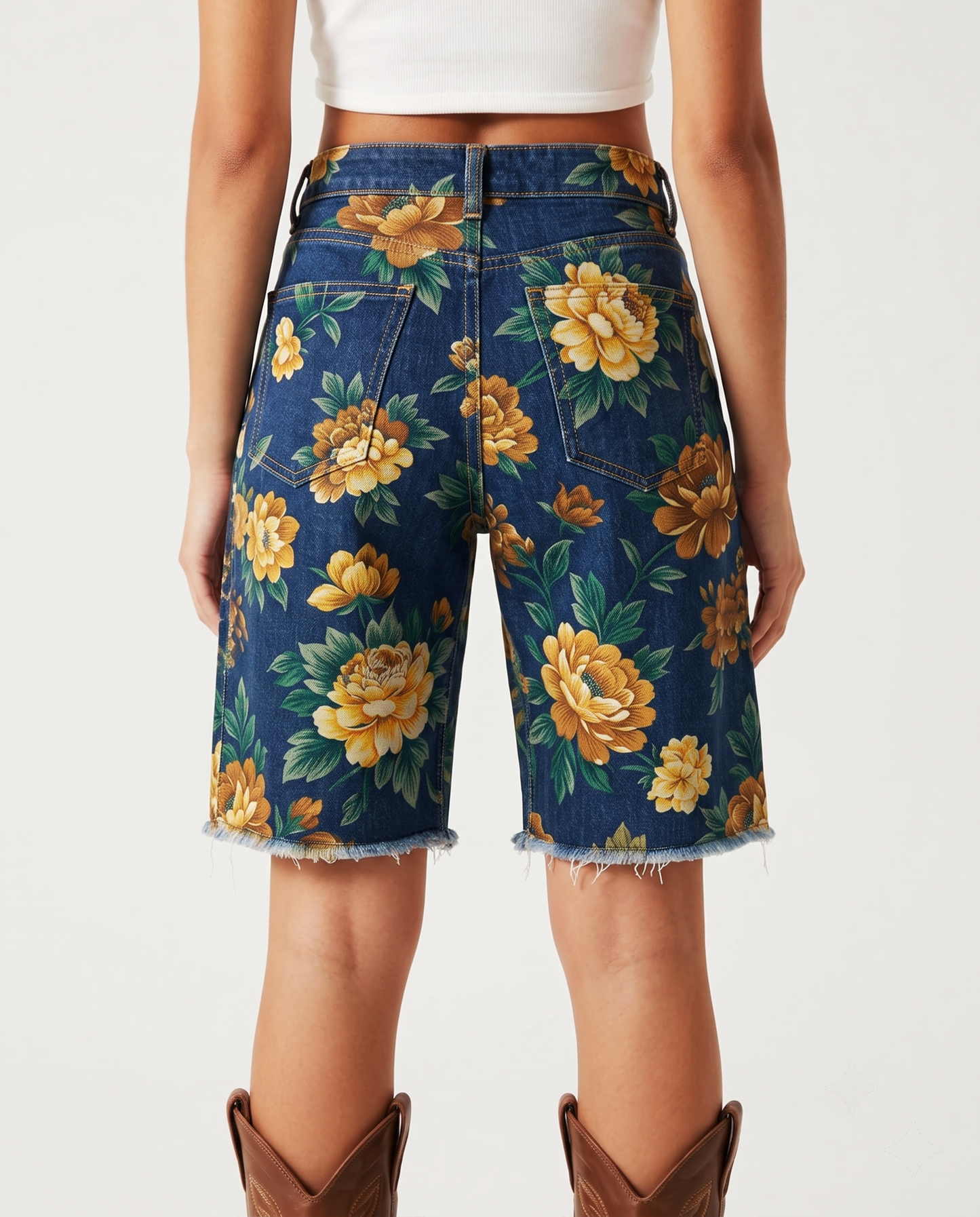 Desert Bloom Dark (floral) RB-BOT08 – Back View – Riley – Dark Indigo