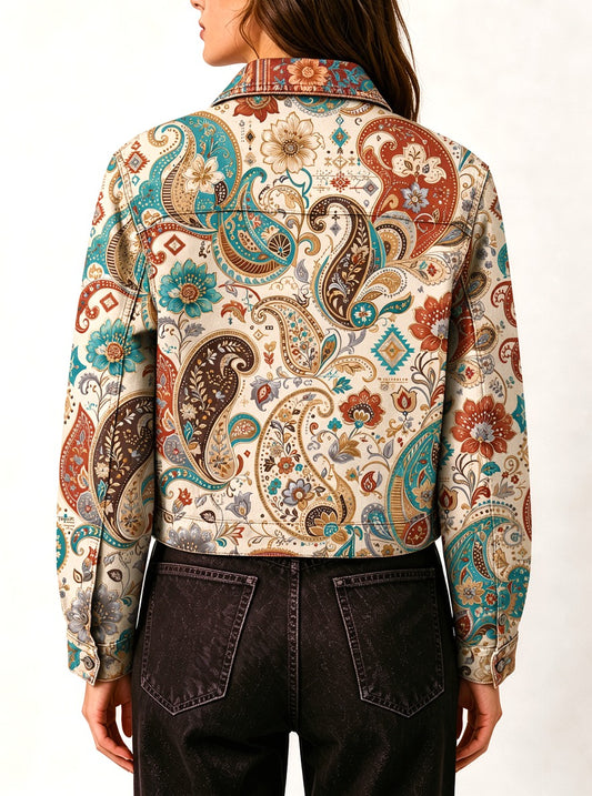 Desert Dreamweaver Cropped Denim Jacket
