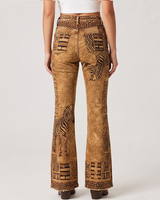 Savanna Stride Bootcut Jeans – Back View – Riley – tan