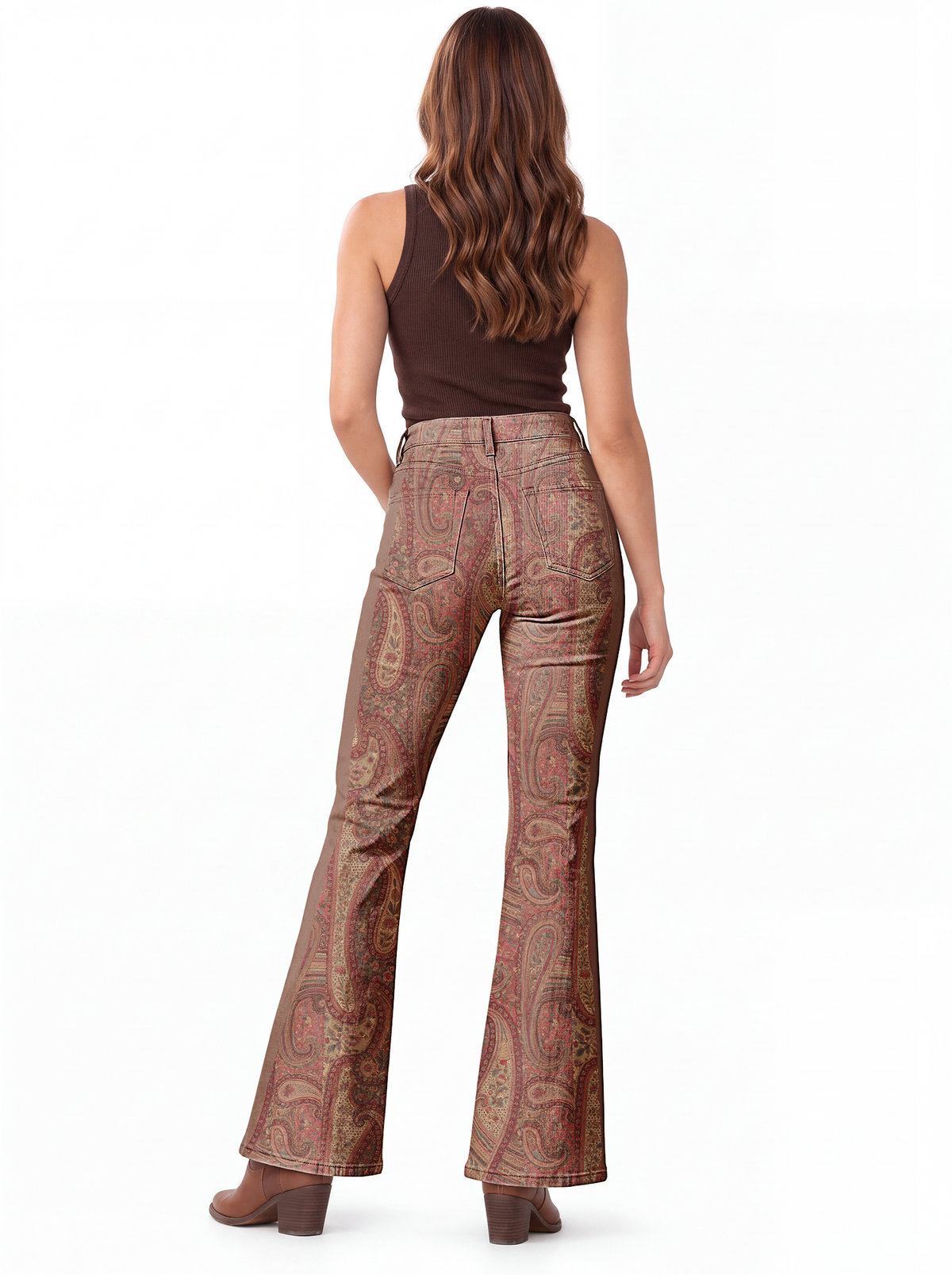 Paisley Outpost Bootcut Jeans – Back View – Riley – Rust