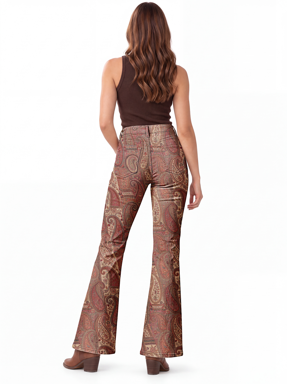 Paisley Frontier Bootcut Jeans – Back View – Riley – Rust