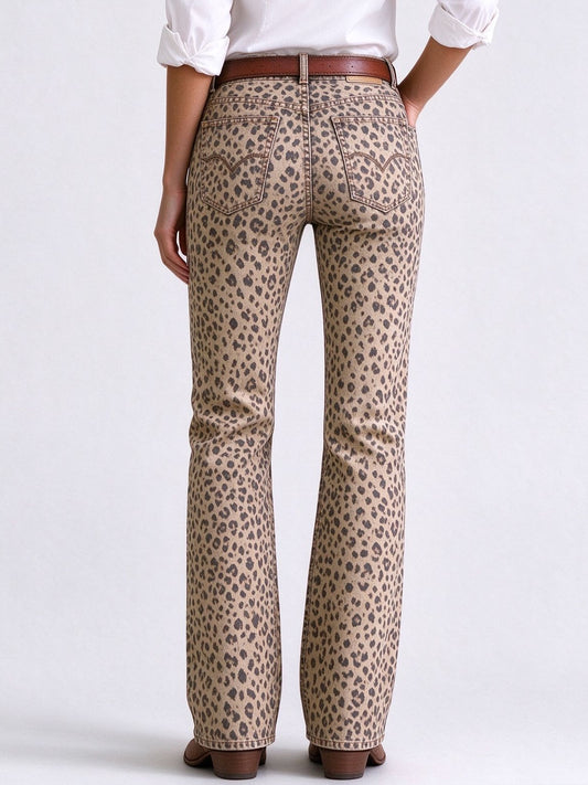 Prairie Leopard Low-Rise Bootcut Jeans
