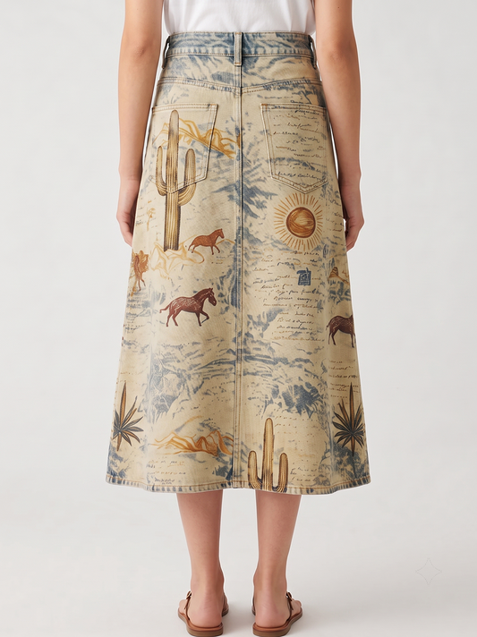 Sunset Sage Beige RB-SKT10 – Back View – Jessie – Beige, Blue